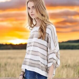 FREE PEOPLE Womens Pullover M Love Me Too Dolman Knit Sweater V Neck Boho G+